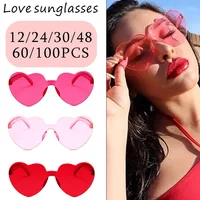 Women's Heart Sunglasses Wholesale 12-100PCS Wedding Bachelorette Bridesmaid Beach Party Multi-Color Photo Props Gifts 1