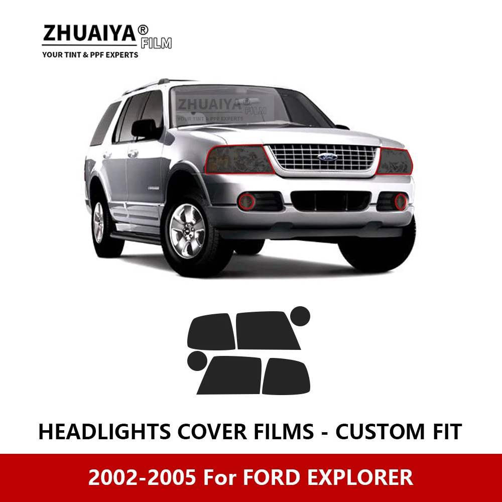 

Для FORD EXPLORER 2002-2005 Автомобильная внешняя фара с защитой от царапин PPF предварительно отрезанная Защитная пленка для ремонта автомобильные наклейки аксессуары