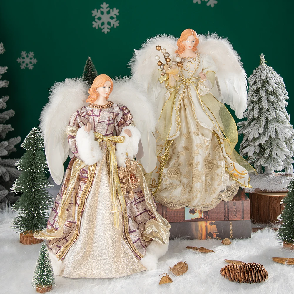 Angel Ornaments For Christmas Tree Top Gold Angel Christmas Tree Topper Gold Christmas Decors For Garden Yard Cafe Desk Decor