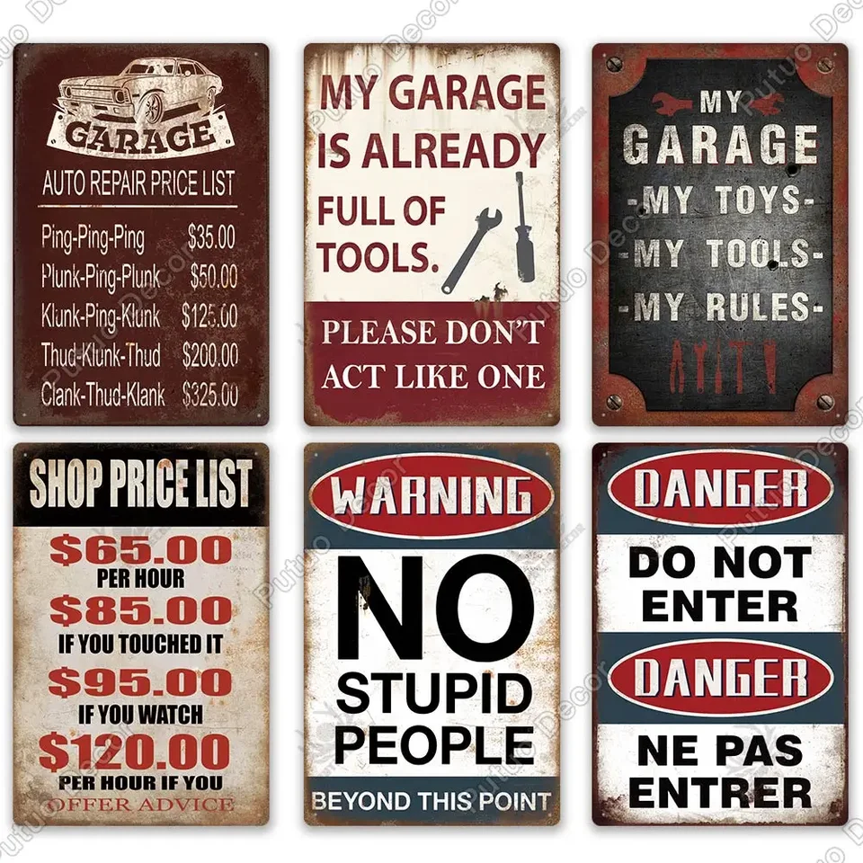 Oudrspo Métal Tin Sign Garage Born to Ride Vintage Tin Poster Metal