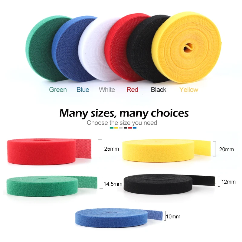 5M Free Cut Nylon Reusable Cable Tie Storage Cable Computer Data Power Tie Fastener Management Protector