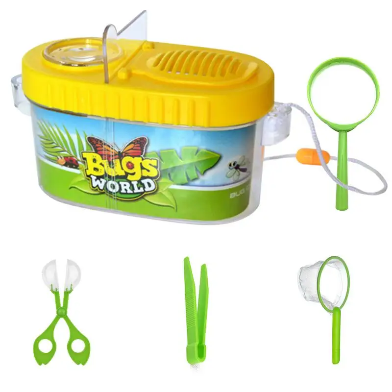 

Kids Insect Catching Box Educational Insect Observation Box Insect Catcher Kit With Butterfly Net Magnifying Glass Clip