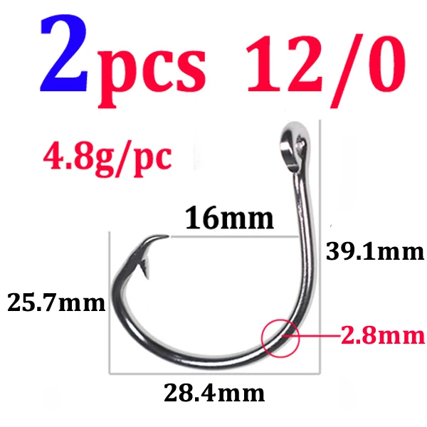 Elllv 10/0 - 18/0 Stainless Steel Circle Heavy Duty Saltwater