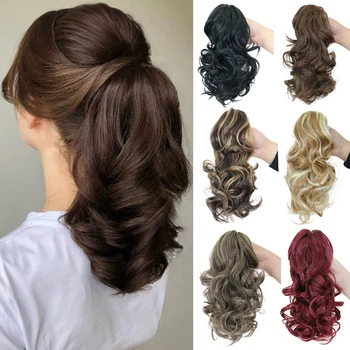 Clip artiglio su coda di cavallo estensione coda di cavallo ondulata capelli 12 pollici capelli biondi sintetici estensione naturale Clip per capelli per le donne