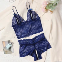 Ensemble de soutien-gorge bleu pour femmes, sous-vêtements érotiques transparents, Lingerie Sexy, robe de poupée, soutien-gorge et culotte, ensembles deux pièces 6