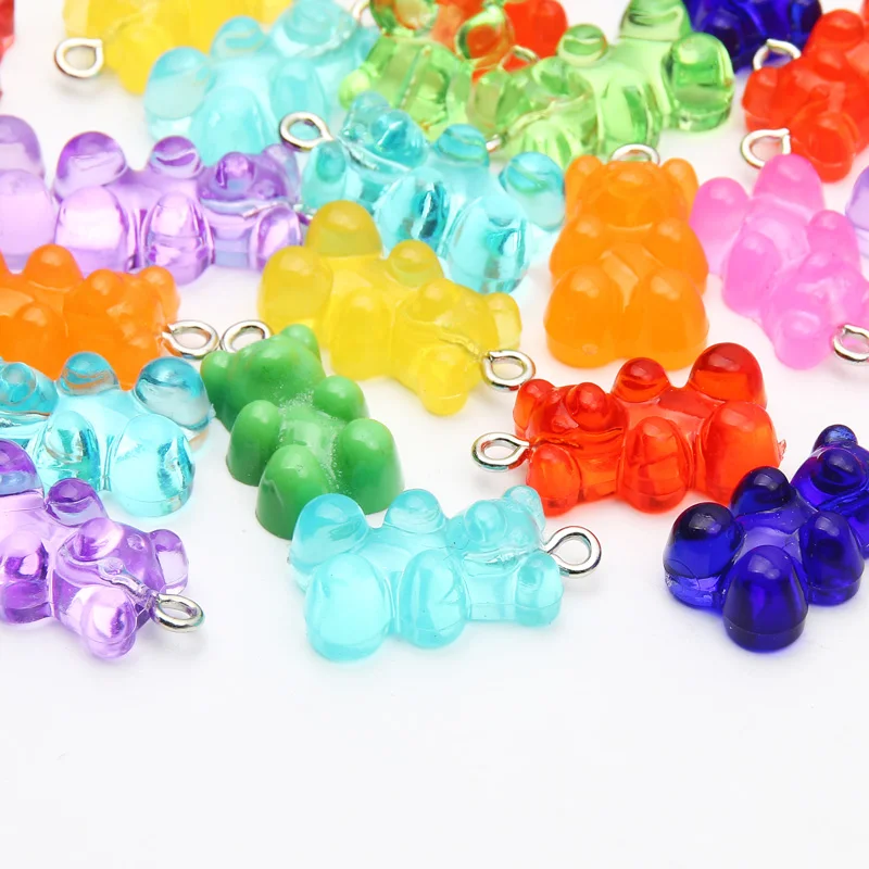 100 pçs mini resina gummy bear encantos do prego misturado iridescente ab  doce urso 7mm/9mm aurora urso peças do prego jóias que fazem o encanto do  prego - AliExpress