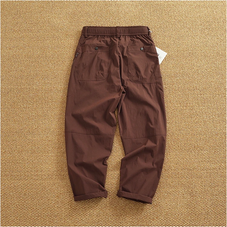 Summer thin outdoor casual pants men's loose micro cone 3D vertical cut micro elastic cargo pants