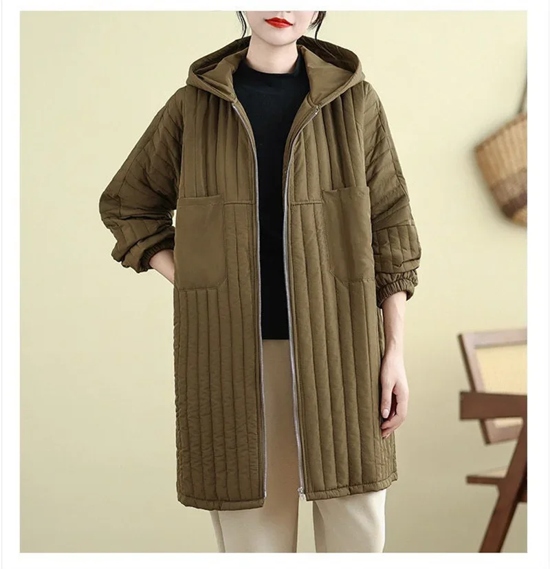 Pop Autumn New Big Pocket Solid Color Padded Hooded Fashion
