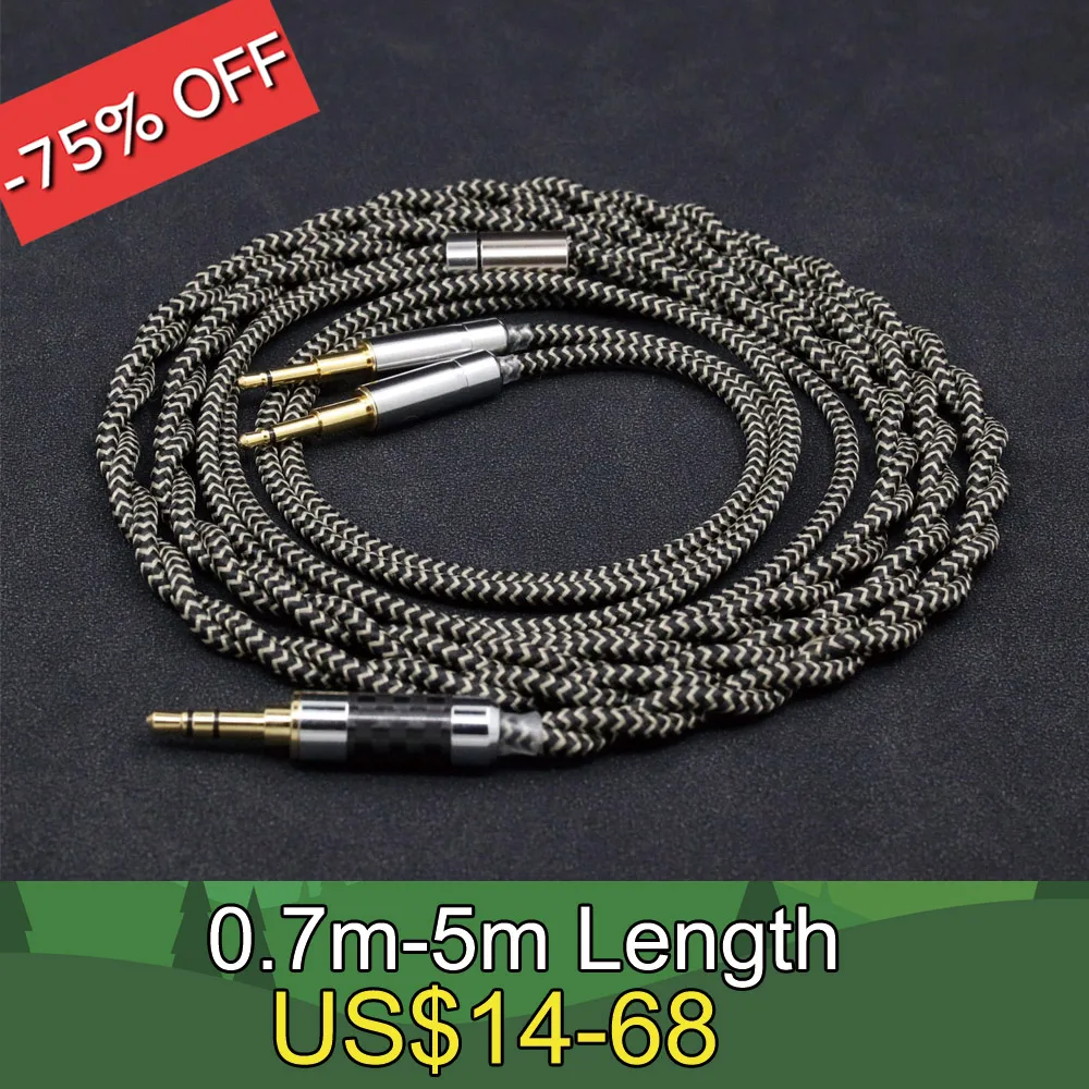 

2 Core 2.8mm Litz OFC Earphone Shield Braided Sleeve Cable For Sennheiser HD477 HD497 HD212 PRO EH250 EH350 2.5mm pin LN008043