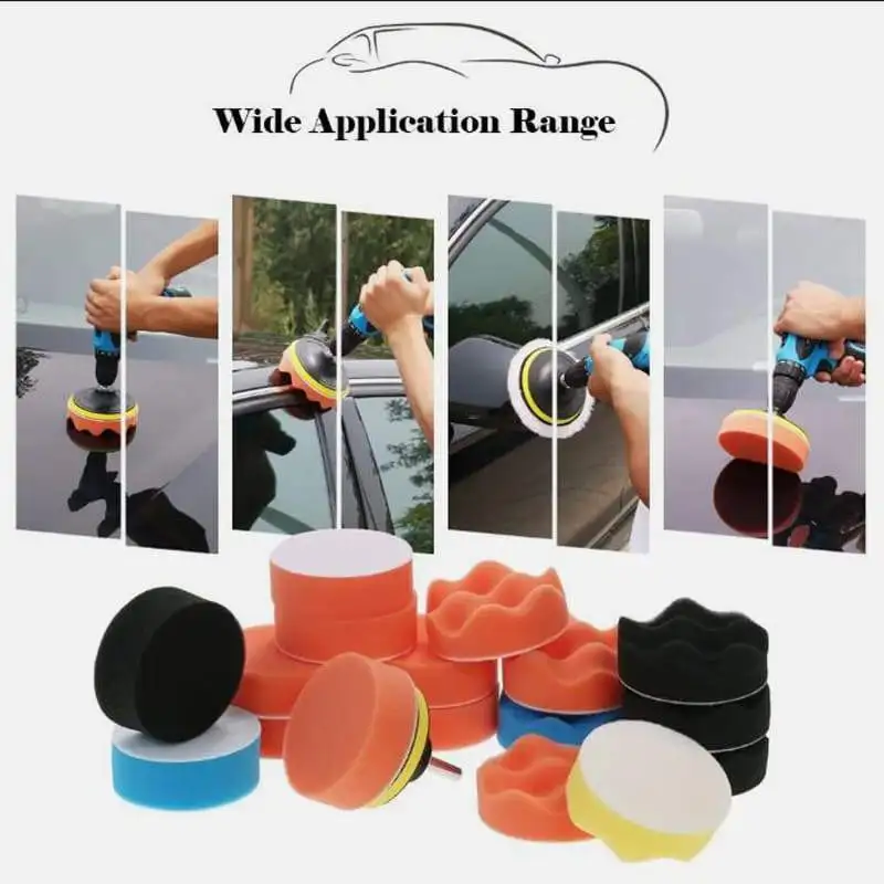 39PCS 3inch 5inch Car Polishing Sponge Pads Kit Buffing Waxing Foam Pad Buffer Set Polisher Machine Wax Pad for Removes Scratche
