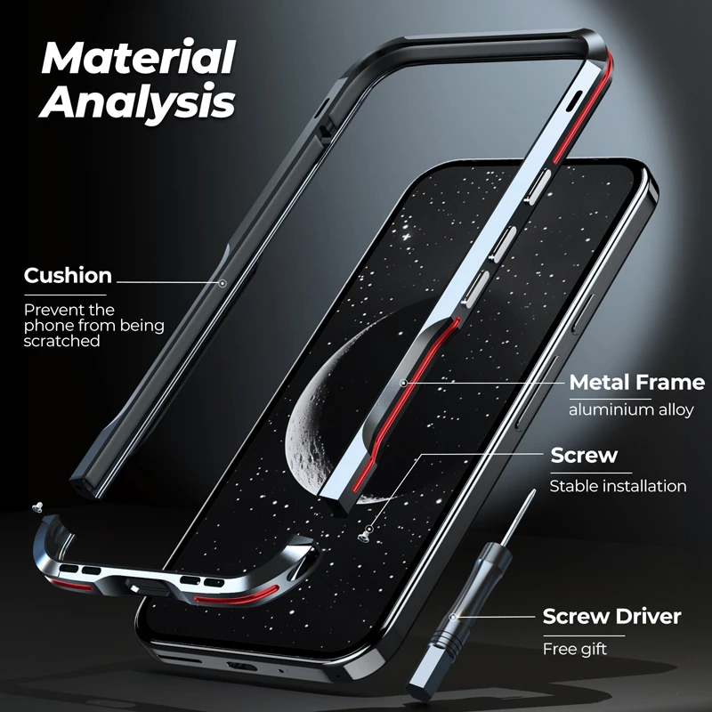 Luxury Frosted Metal Blade Phone Case with Shockproof Bumper and Lens Protection