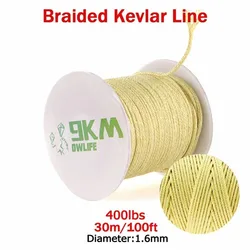 Enhanced Braided Kevlar Cord - High Tensile Strength, Abrasion Resistant, Flame Retardant, 100ft - 30m, 40lb - 1500lb Capacity (400lb - 100ft)