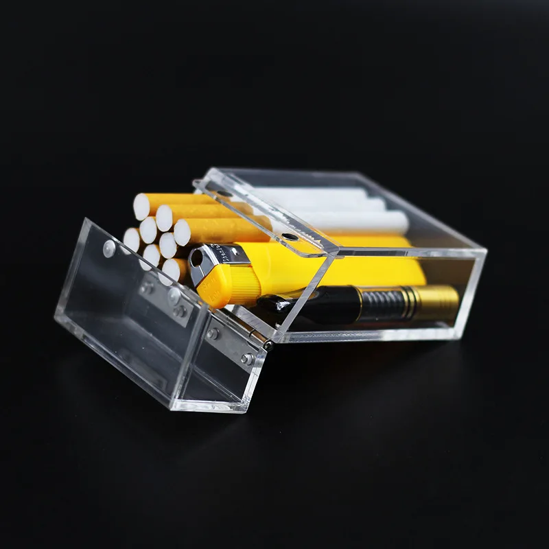 Cigarette Case, Crystal Clear Acrylic Cigarette Display Box with Magnetic  Flip Top for Regular Size 85 MM Cigarettes, Cle