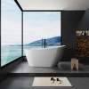 Glossy Acrylic Freestanding Soaking Bathtub with Chrome Overflow and Drain 6