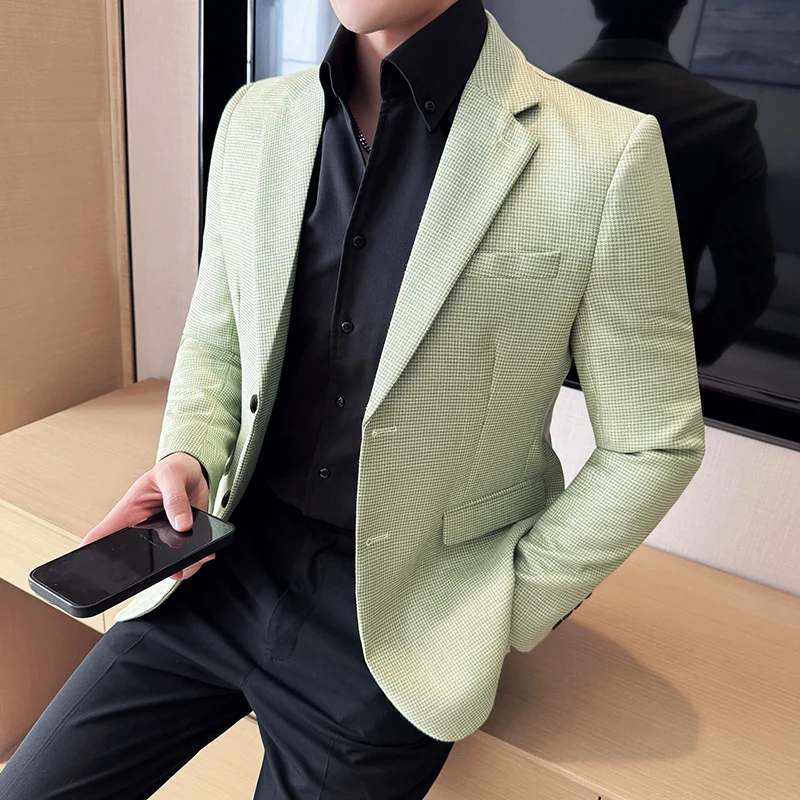 Men Suit Jacket Blazer Hombre High-quality Fashionable and Elegant Men Business Slim Fit Suit Jacket Social Party Formal