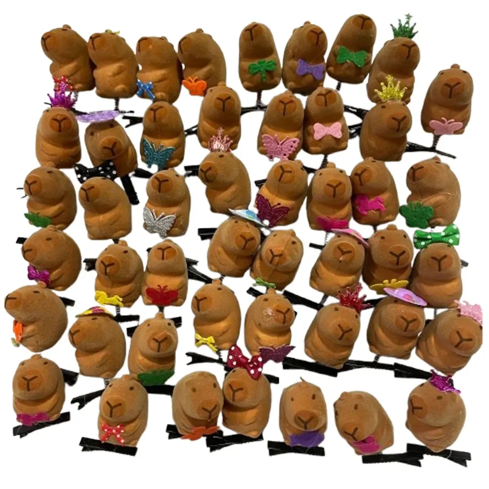 10-100PCS Kawaii Bow Tie Little 3D Capybara Hairpin Spring Clip Duckbill Clip Bangs Clips Side Clips Headwear Hair Accessories