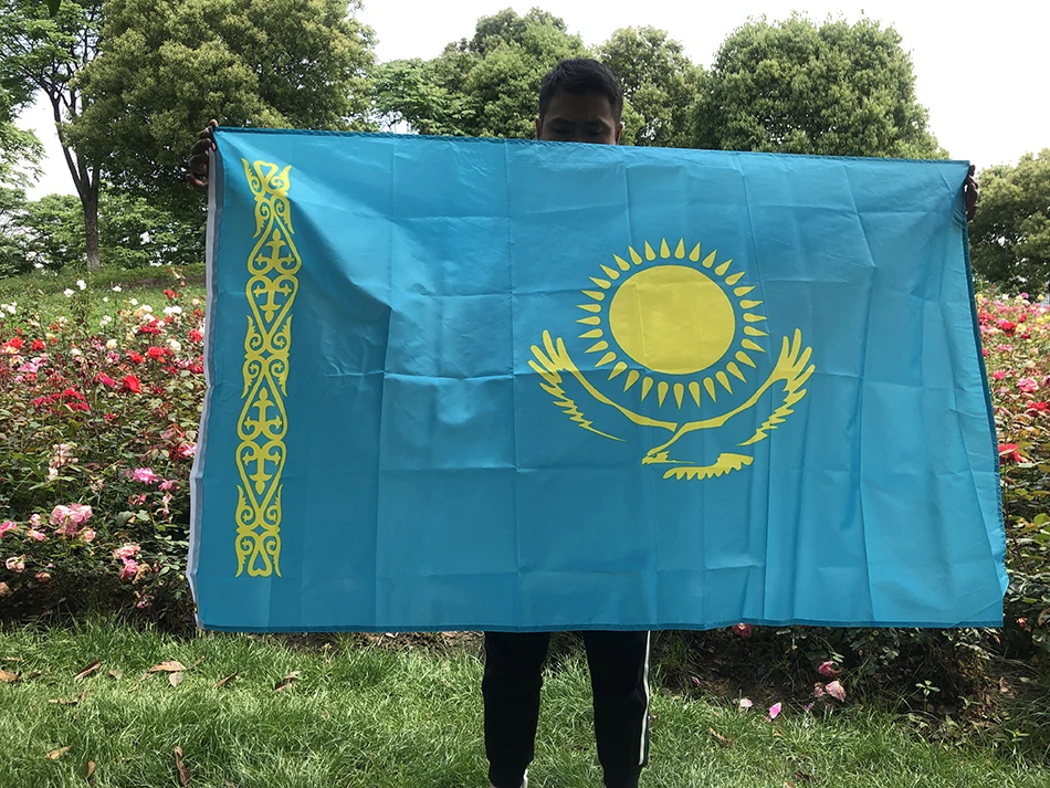 Sky Flag 90X150Cm Kazakistan Flag Parade Festival Banner Flag Attività D'Ufficio Decorazione Della Casa