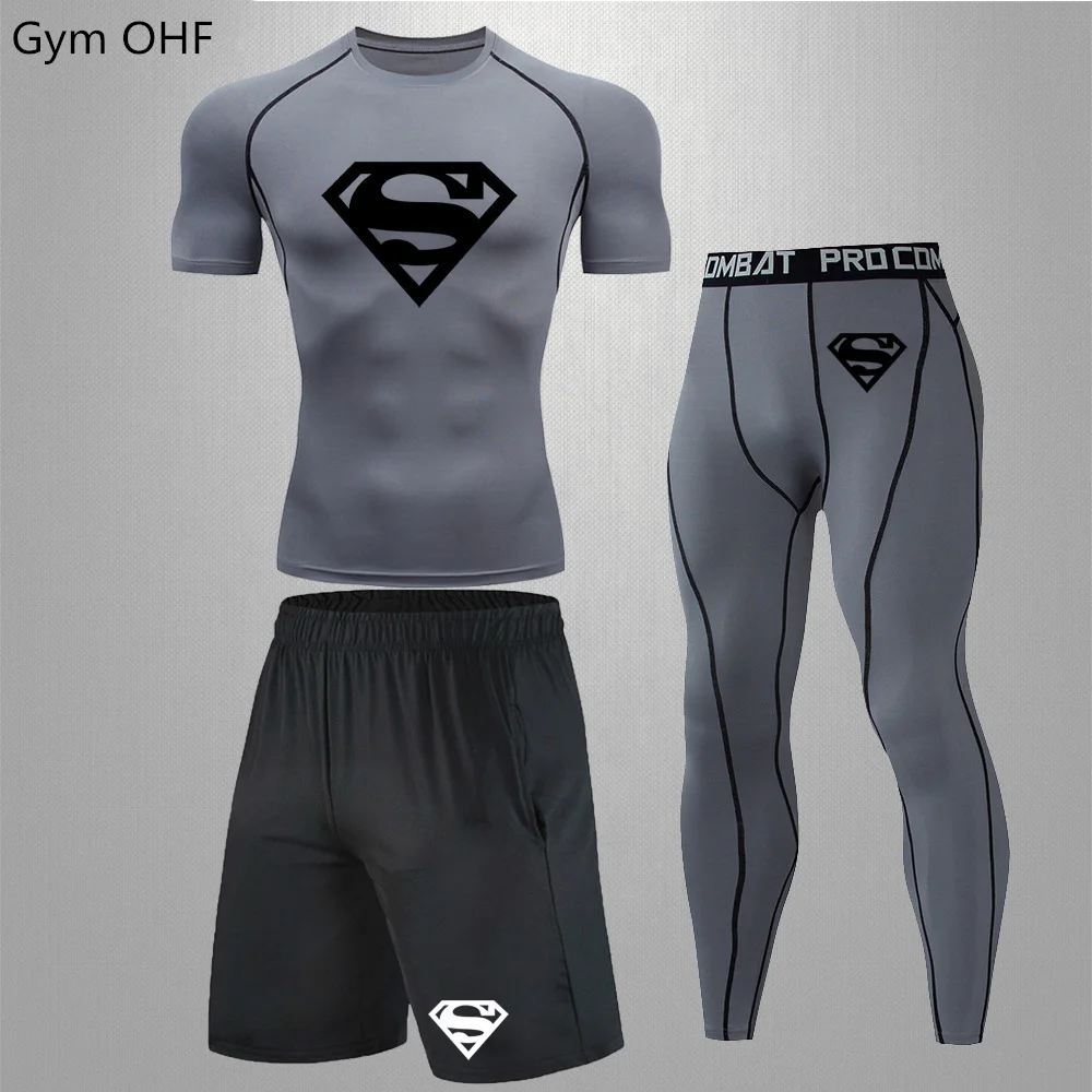 

MMA Compression Clothing Rashguard For Men Bjj Boxing Set Rash Guard Gym T-shirt+Pant Muay Thai Shorts KickBoxing Sportsuit Mens