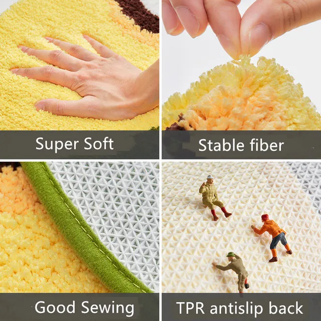 TPR Anti-Slip Backing Microfiber Shag Tufted Chenille Doormat Bath