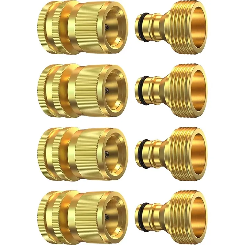 Mangueira de água resistente de latão, acessórios de conexão rápida, conector de mangueira de liberação rápida, adequado para mangueiras de jardinagem de 3/4"