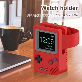Cute Silicone Charger Holder Dock For Apple iWatch SE 8 7 6 5 4 3 2 1 Retro Game Console Charging Base Desktop Smart Watch Stand 5