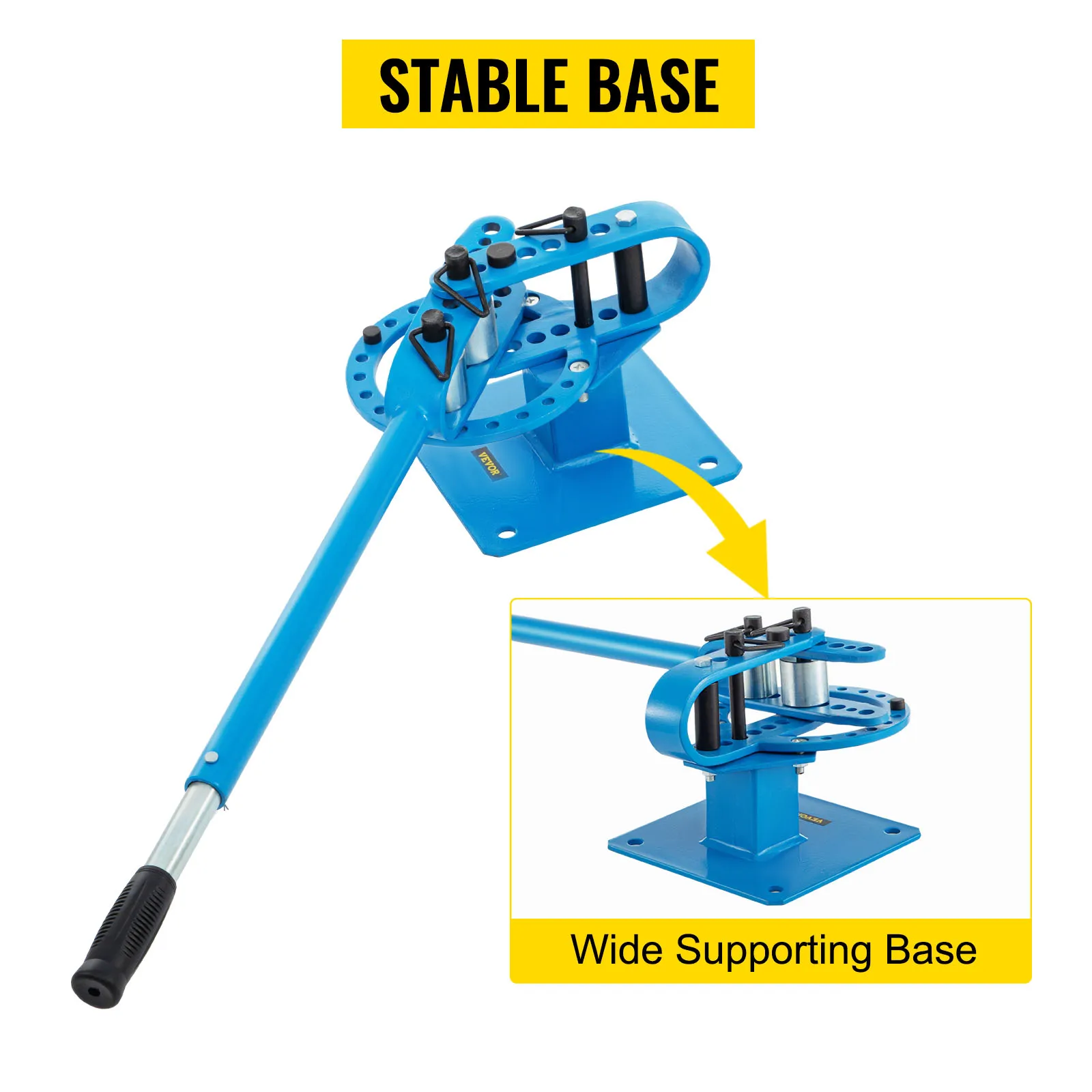 Sd8ecc4565fa84048978549cd3bb69addX Pipe Bender YP-9 Manual Bench Steel Tube Bending Kit with 7Dies 1-3in Multifunction Compact Flat Bar Rod Brake Bends Tool Mallzona