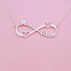 Custom Infinity Name Heart Necklace Women Girl Jewelry Personalized Stainless Steel Nameplate Pendant Necklace Best Gift for her
