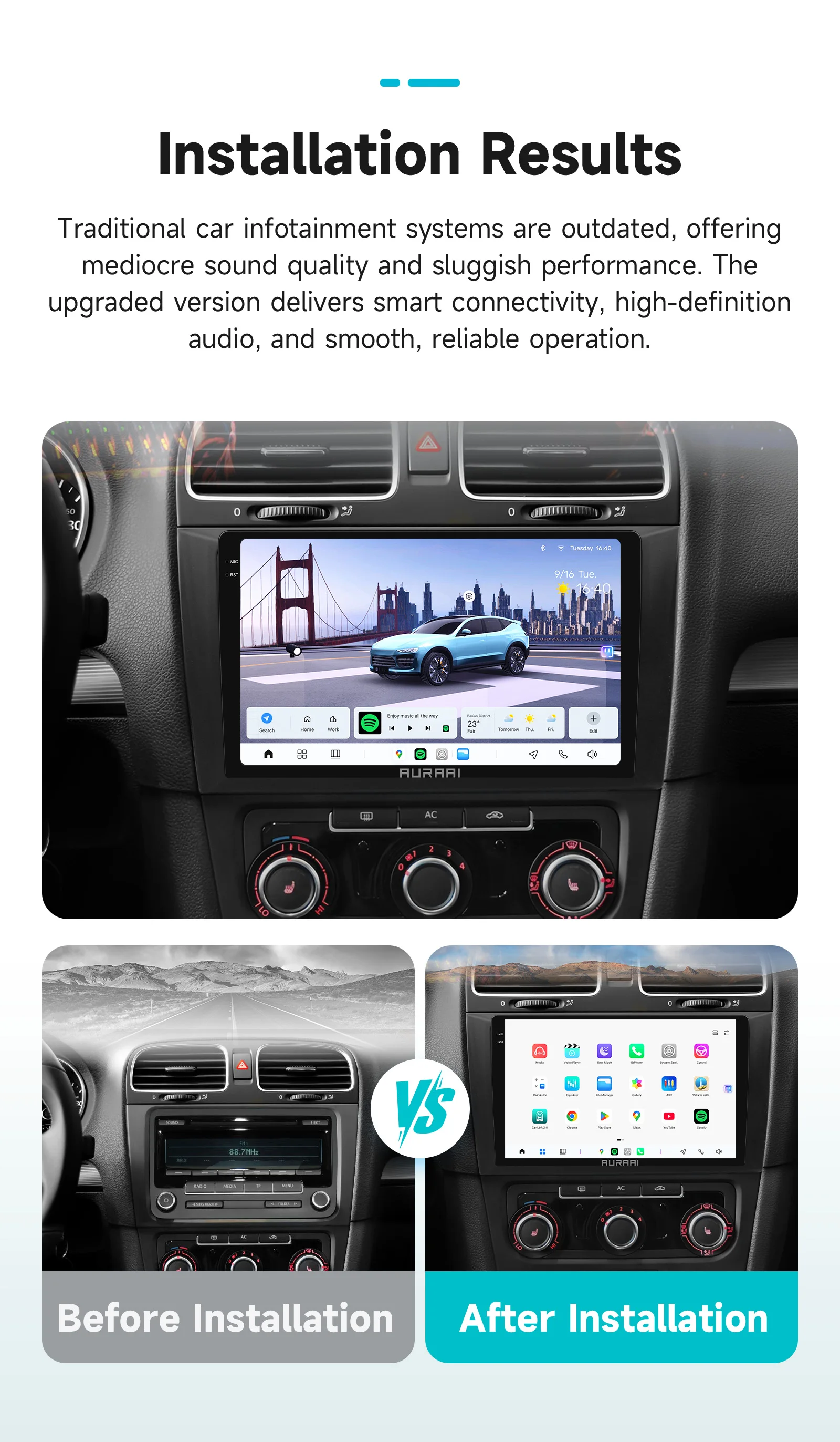 AURAAI X100 Android 2K Intelligenter Bildschirm für VW Volkswagen Golf 6 2008 - 2016 Multimedia 360 CAM ADAS AI Sprachsteuerung Carplay SWC – Detail 4