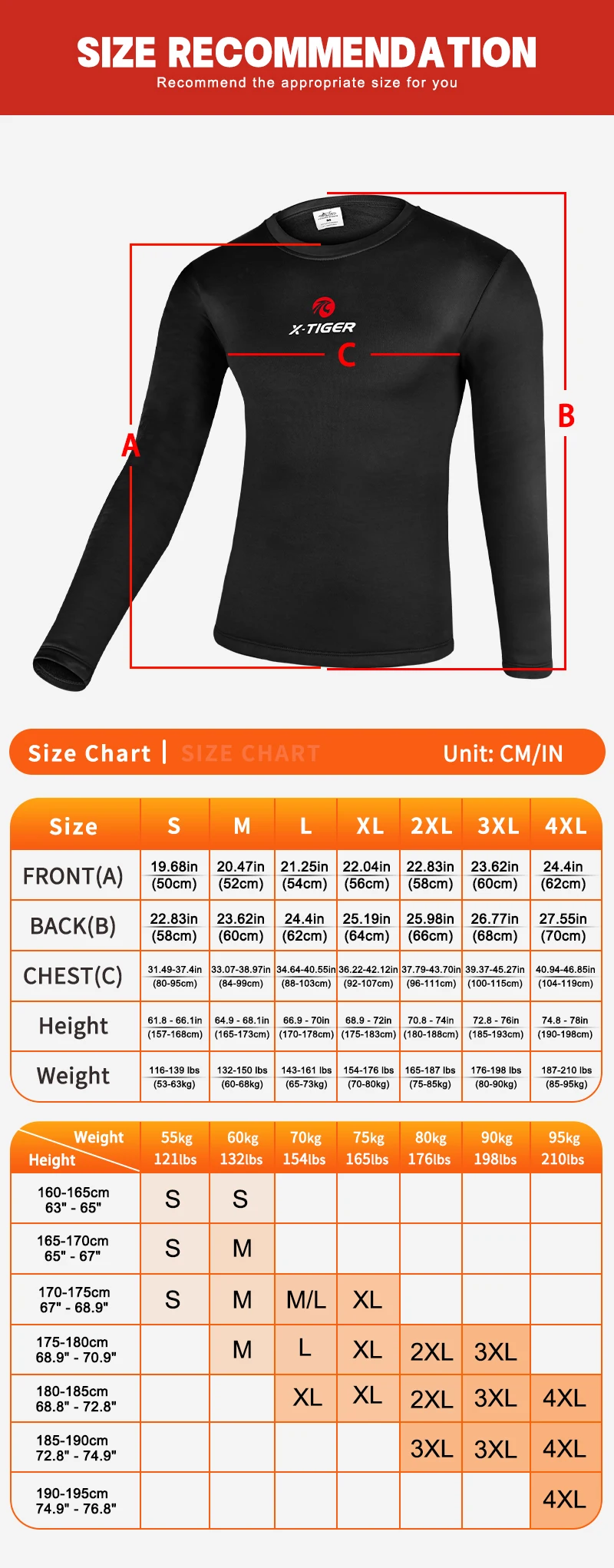 X-TIGER Winter Radfahren Trikot Thermal Base Layer Fahrrad Unterwäsche Fleece Sport Fahrrad Shirt MTB Motorrad Kleidung Fahrrad Shirt – Detail 7