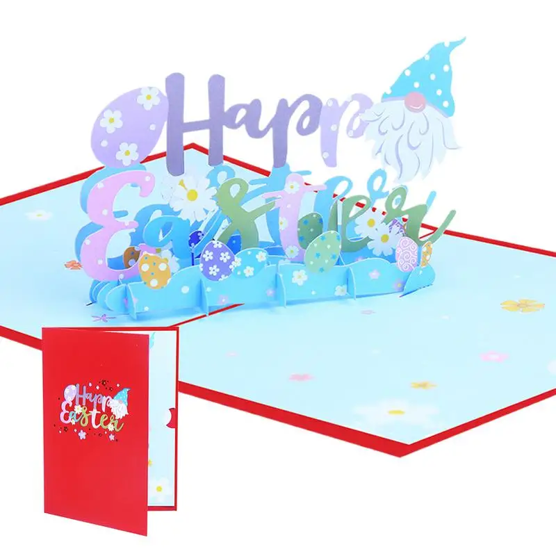 3D Easter Card 3D Greeting Card Pop Up Bunny Easter Cards Color-Printed Holiday Cards Happy Note With Envelopes For