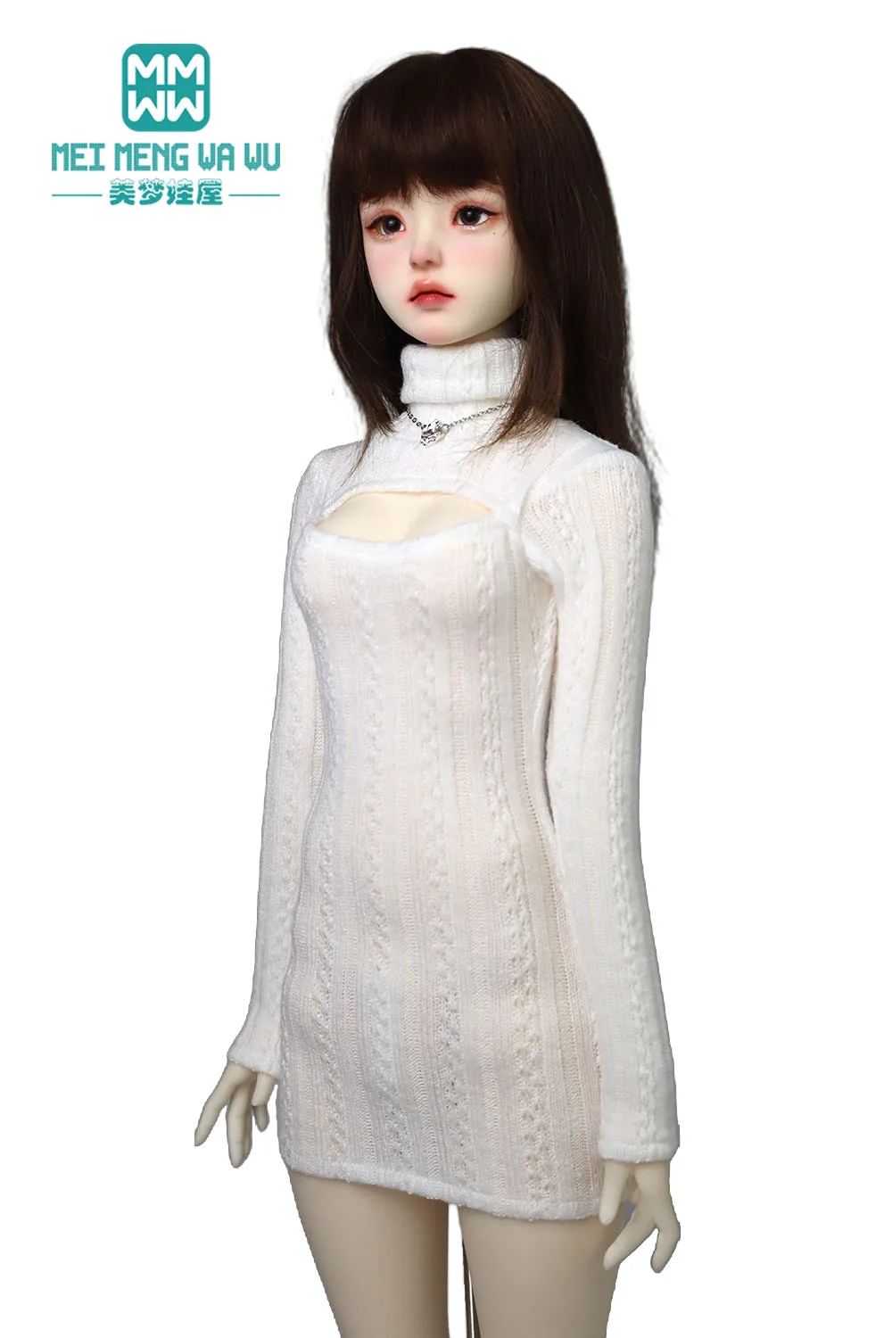 BJD Puppenkleidung für 1/4 1/3 MSD SD DD Spielzeug Gelenkpuppen Mode Twist Rollkragenpullover Kleid Mädchen Geschenk – Detail 5