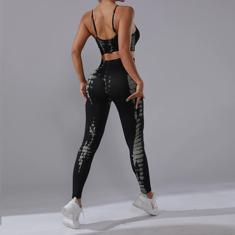 3D Printing Sportswear Women's Gym 2Pc Set Seamless Sports Camisole Bra Workout Leggings Top Yoga Clothes Femme Summer Clothing