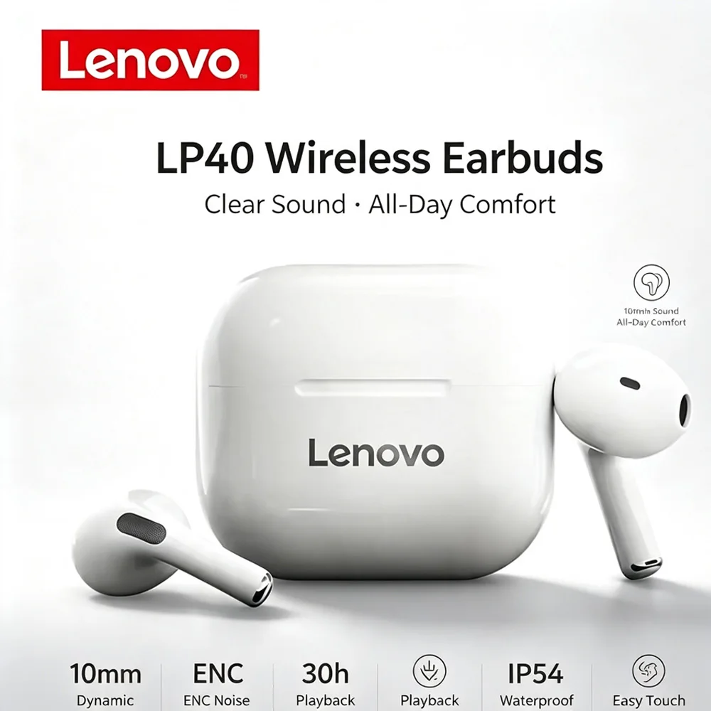 Lenovo LP40 Pro TWS Bluetooth Earphones with Ergonomic Design and Powerful Transmission