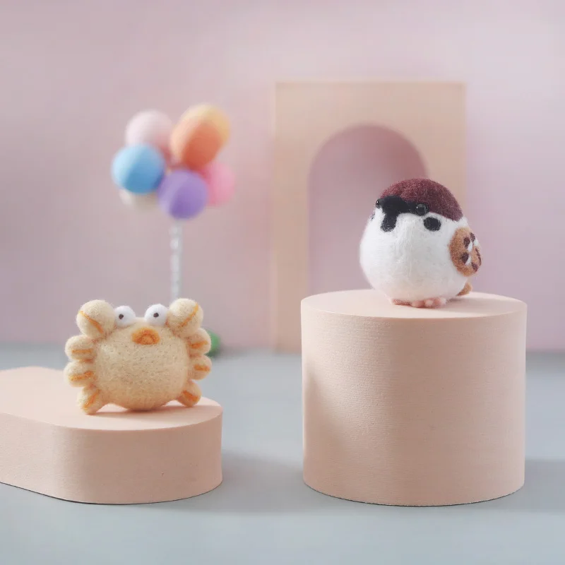 Funny Sparrow Bird Handmade Wool Needle Felting Kit Sparrow Felt Material Kit For Handmade DIY Beginner Gift No Finish