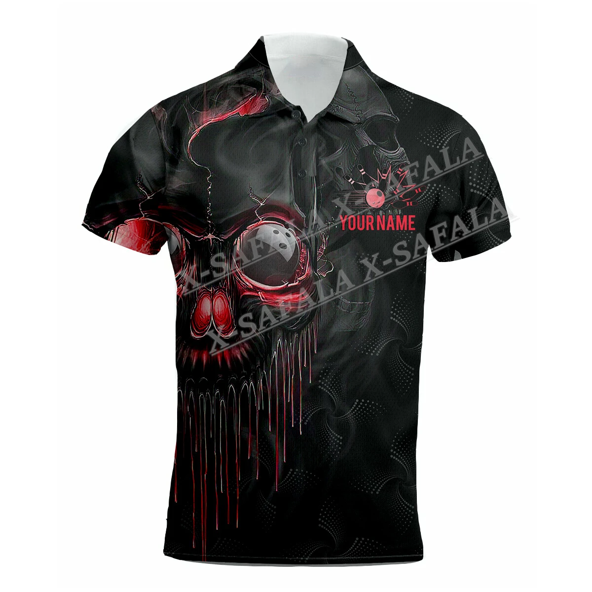 Bowling Player Lover Club Sports Skull Customed Polo Sleeves Man Overshirt Casual New Summer Fashion Abbigliamento Tute