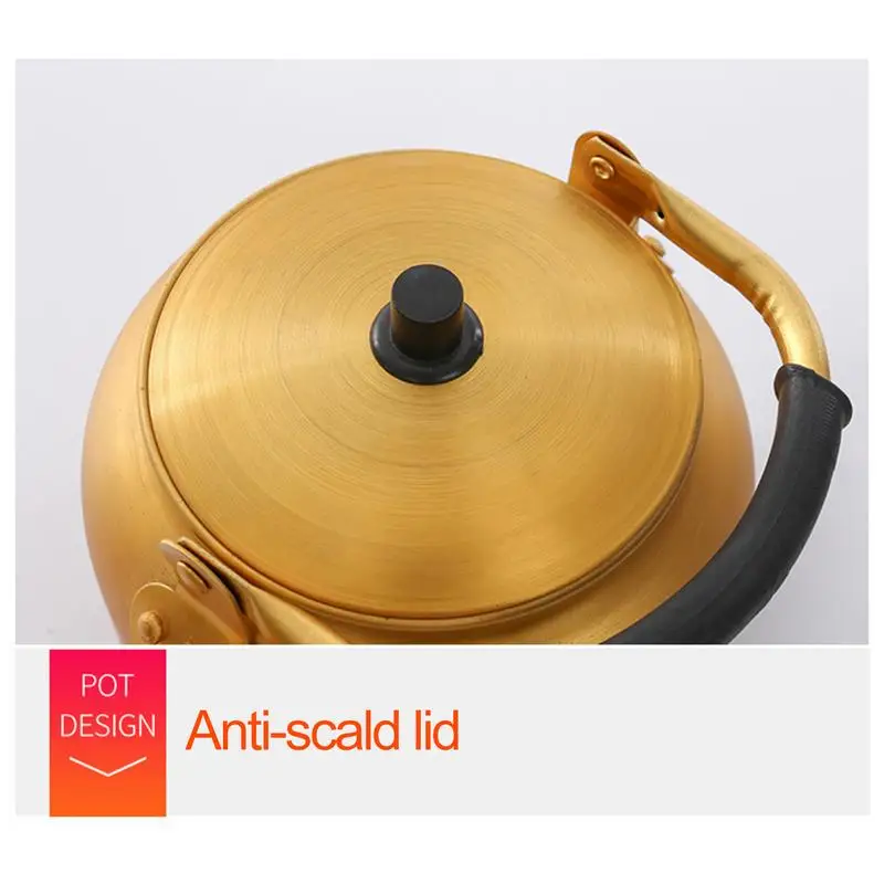 1L Camping Kettle Aluminum Open Campfire Coffee Tea Pot Stovetop Pot Metal Boiler Portable Coffee