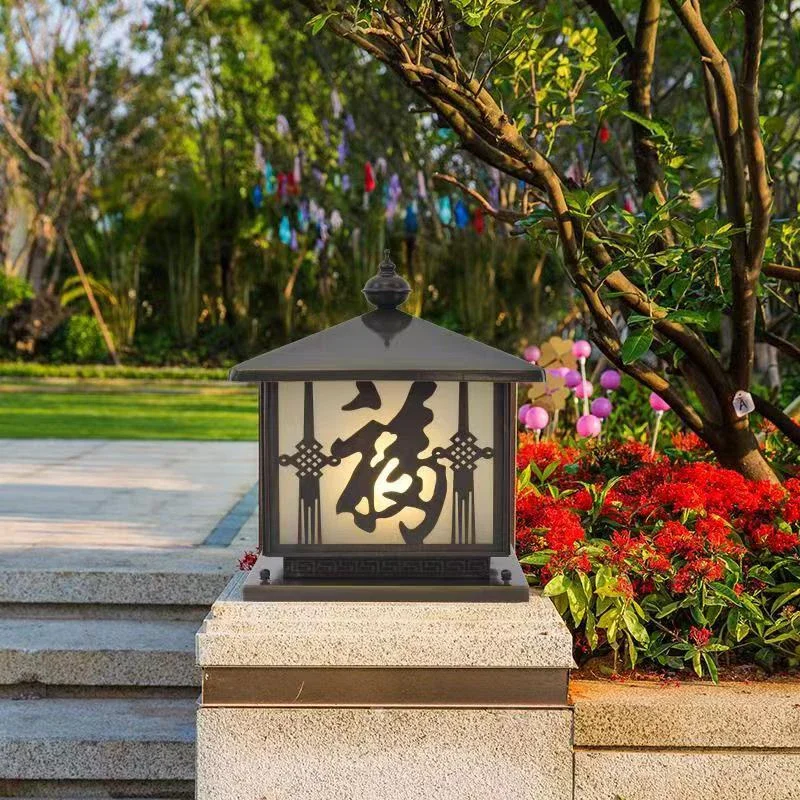 

TEMAR Outdoor Electricity Post Lamp Vintage Creative Chinese Brass Pillar Light LED Waterproof IP65 for Home Villa Courtyard