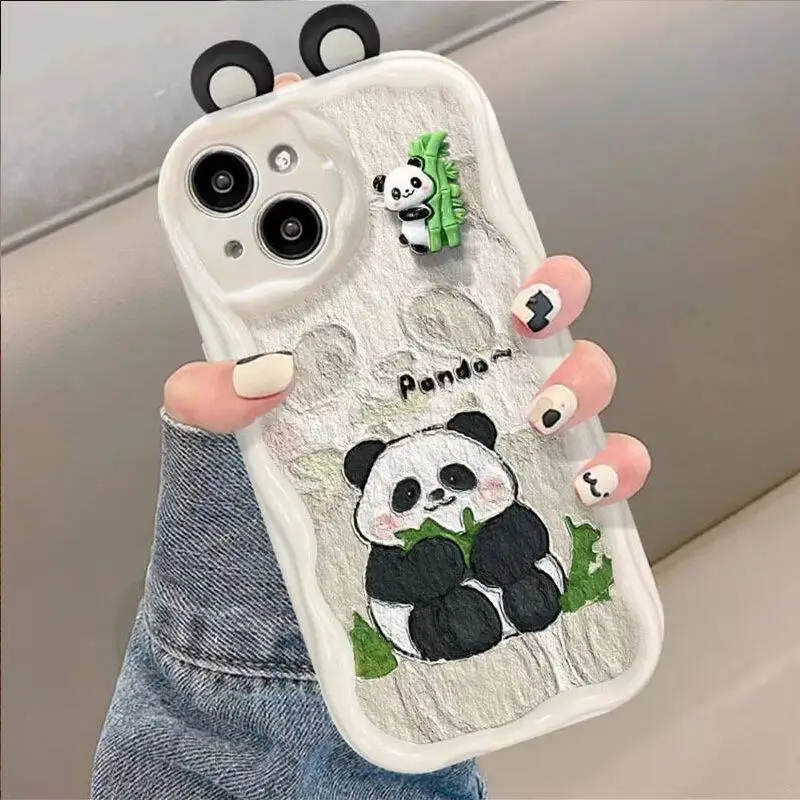 Adorable 3D Frog Rabbit Doll Toy Silicone Case - Cream Wave Design