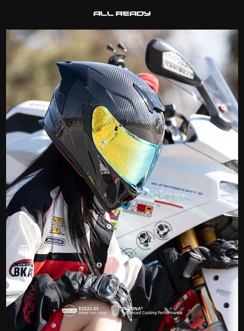 男性用フルフェイスバイクヘルメット,カーボンファイバー,ダブル