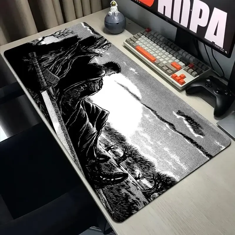 Black White Anime Mouse Pad Guts sword in berserk Gamer Mouse Mat Computer gaming Accessories Keyboard Laptop mouse Desk pad - Image 12