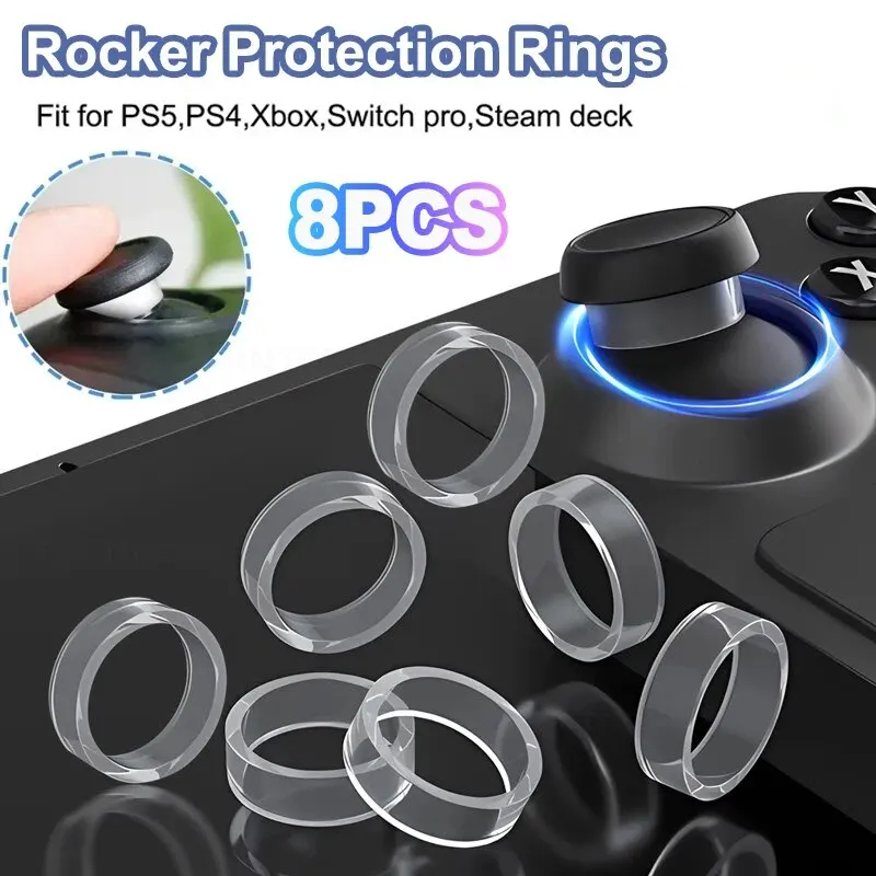 8 PCS Elastyczny gumowy pierścień ochronny do PS5/PS4/Switch PRO Joystick Silikon do konsoli do gier Rog Ally