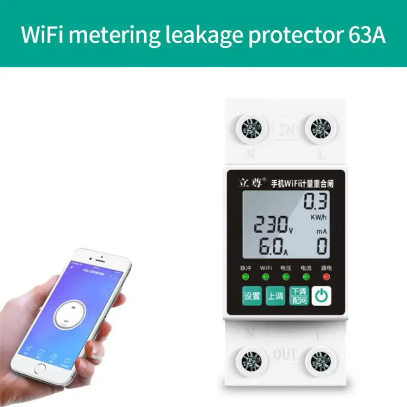 

TUYA WiFi Smart Earth Leakage Over Under Protector Relay Device Switch Breaker Energy Power kWh Meter Smart Life