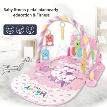 Baby Fitness Stand & Musical Pedal Piano Play Gym – Newborn Activity Center, Crawling Mat & Developmental Toy