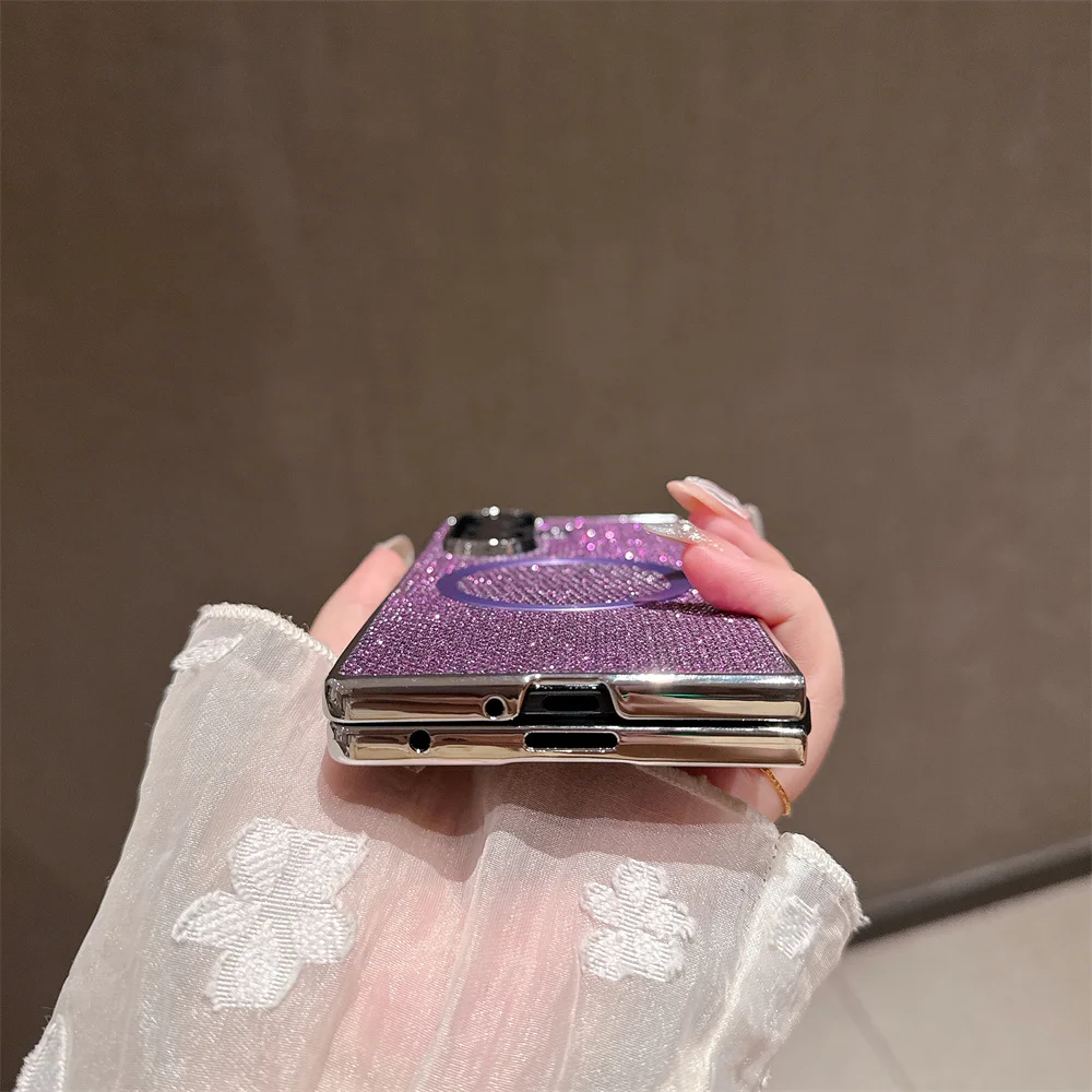 Luxury Magnetic Mini Diamond Glitter Phone Case with Magsafe-Compatible Wireless Charging Plating Cover