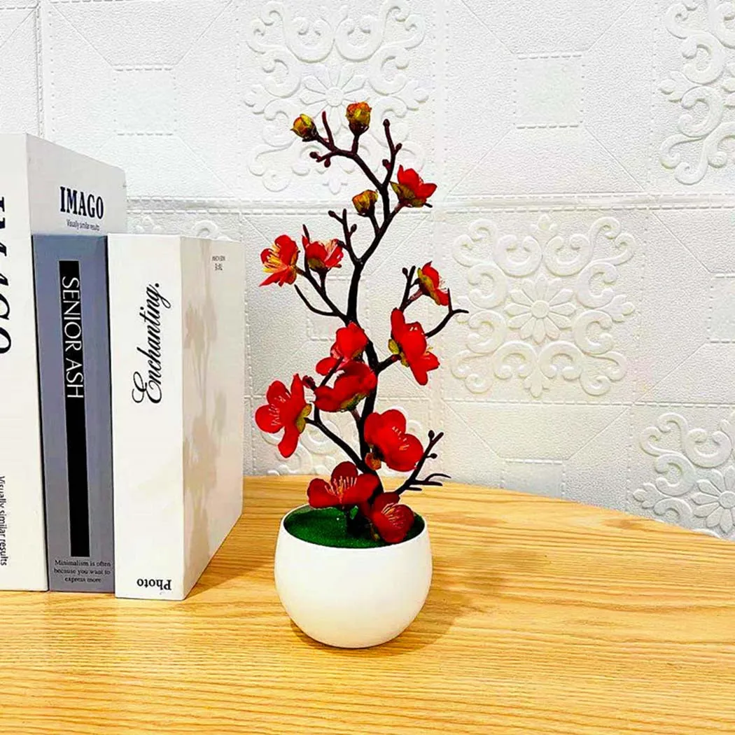

30*11cm Artificial Potted Flower Plum Blossom Potted Plant In Pot Fake Home Office Table Ornaments For Indoor And Outdoor Use