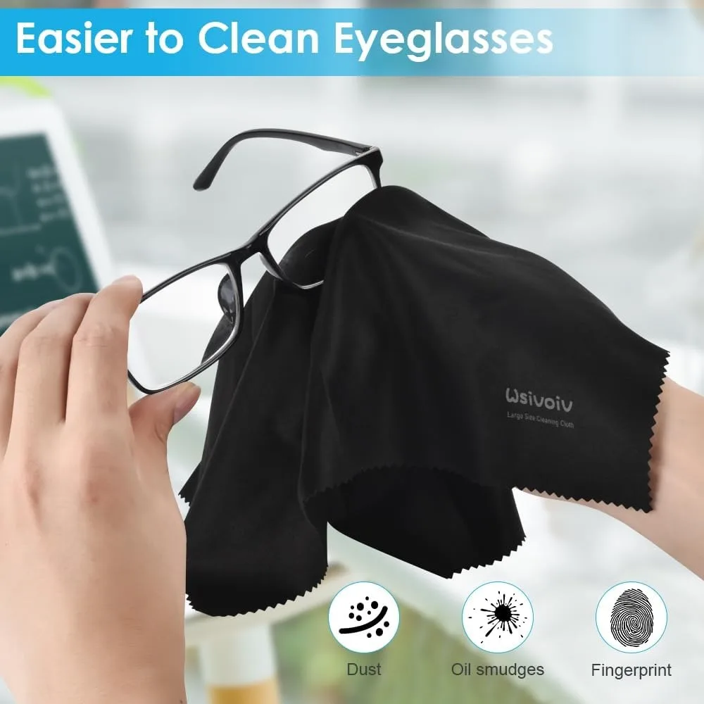 "6 Pack Large 12x12 Inch Individually Wrapped Premium Microfiber Eyeglass Cleaning Cloths"