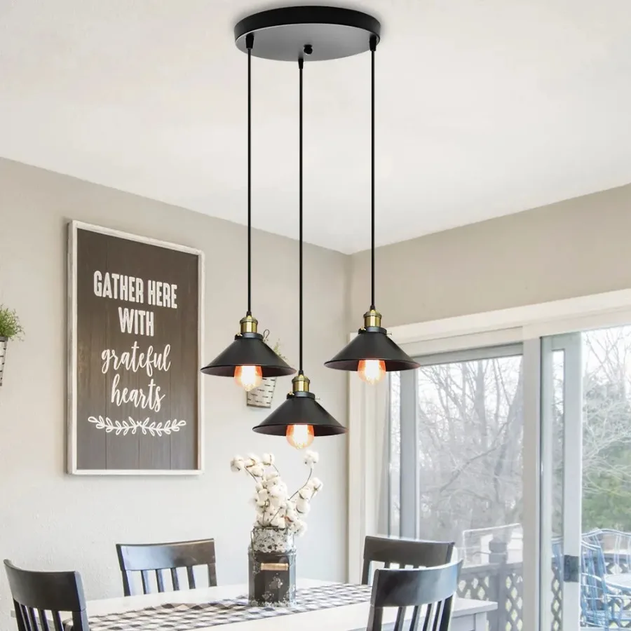 

Vintage E27 Metal Pendant Light Retro Chandelier Pendant Lamp Lighting Fixture Village Style Creative for Loft Living Room Bar