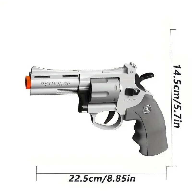 Revolver Toy Gun, Manual Firing, Soft Bullet, Shell Throwing Soft Bullet Gun Toy, Long Revolver Toy Gun (Containing 6 Bullets An 2