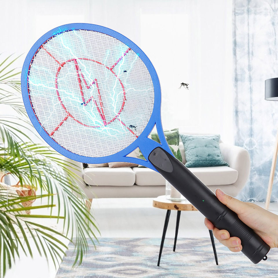 Electric Mosquitos Killer Fly Insect Bug  Bat Handheld Mosquito Swatter Racket Three-layer Safe Pest Control Bedroom Tool