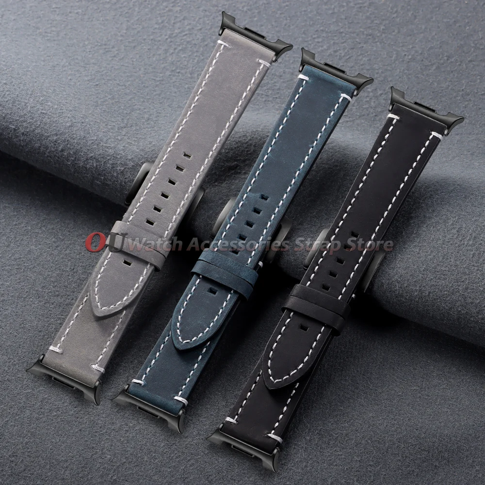 Calf Leather Watch Band - Retro Brown Black Strap, Premium Bracelet